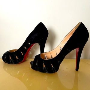 Christian Louboutin Fontanete Black Suede Pumps 36
